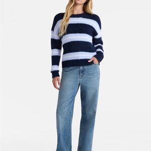 No Boundaries Navy and White Striped Sweater